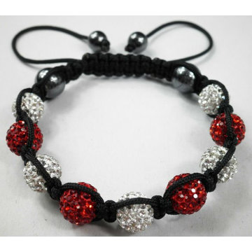 Weißes und rotes Shamballa Armband mit Kristall pflastern Perlen BR44